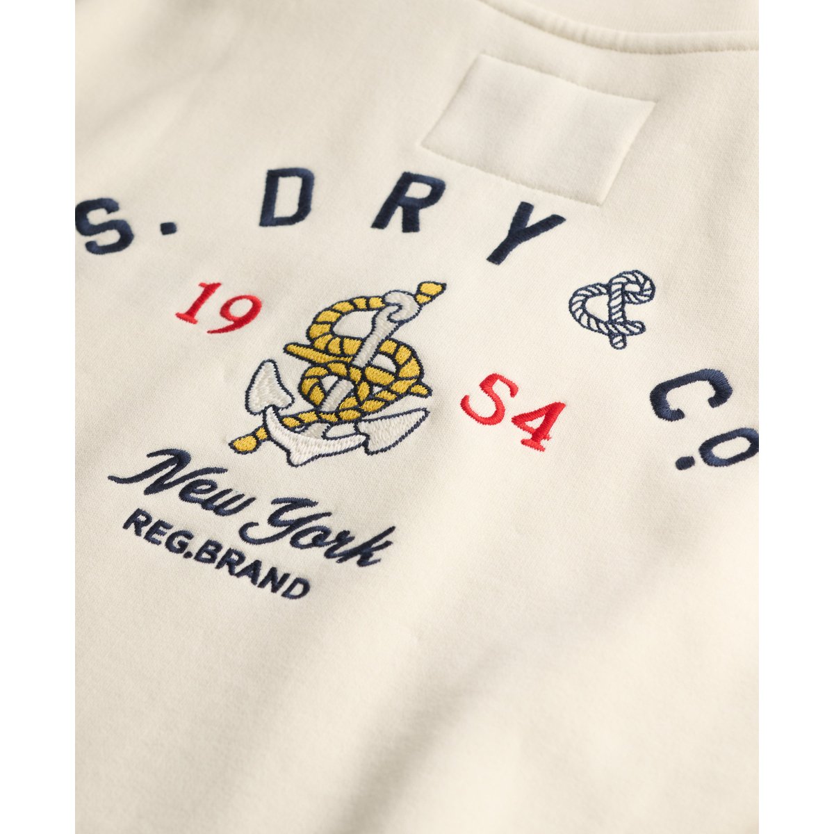Sweat Heritage Nautical Half Zip Coupe Décontractée crème, SUPERDRY