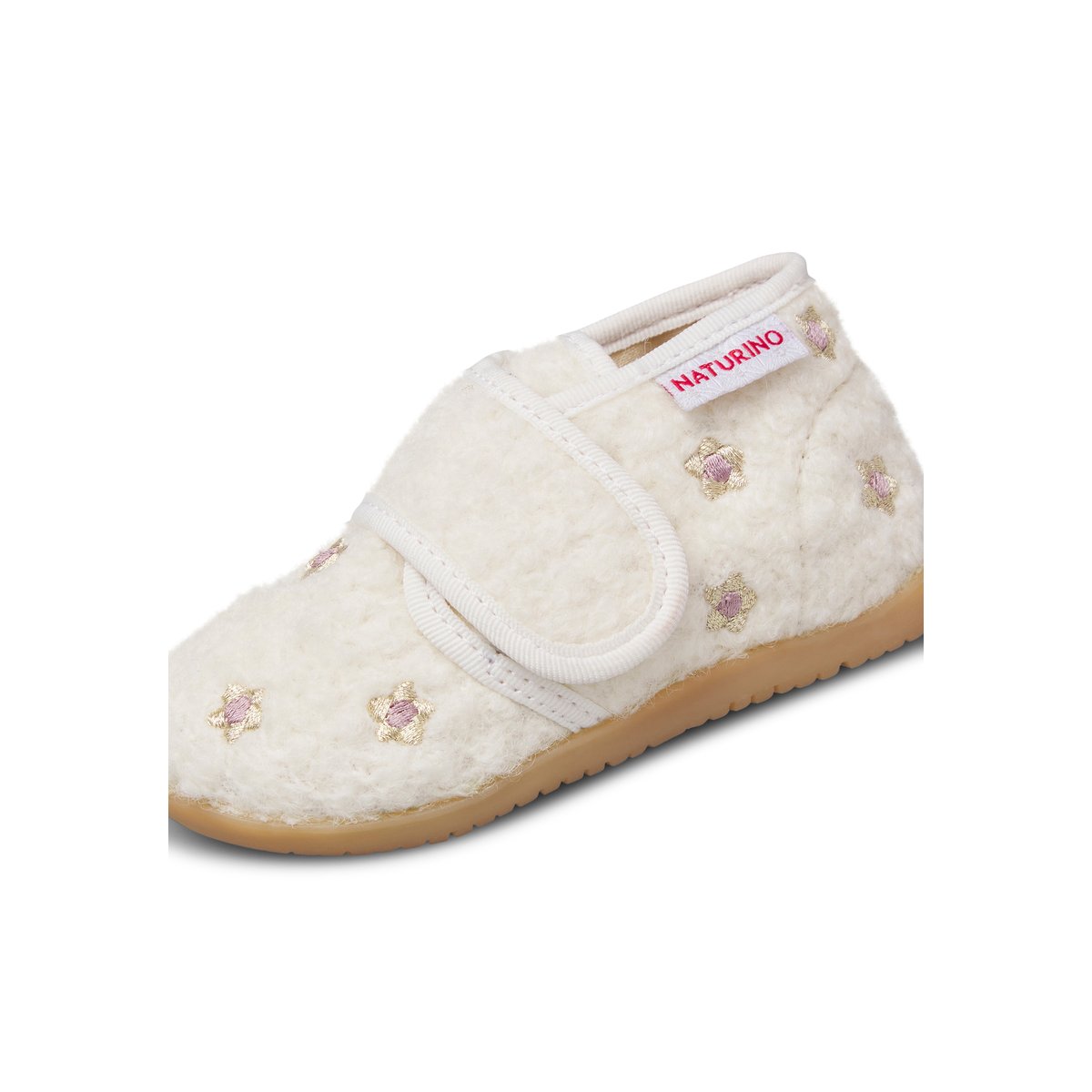 Pantoufles en laine SILVYS blanc crème-platine, NATURINO