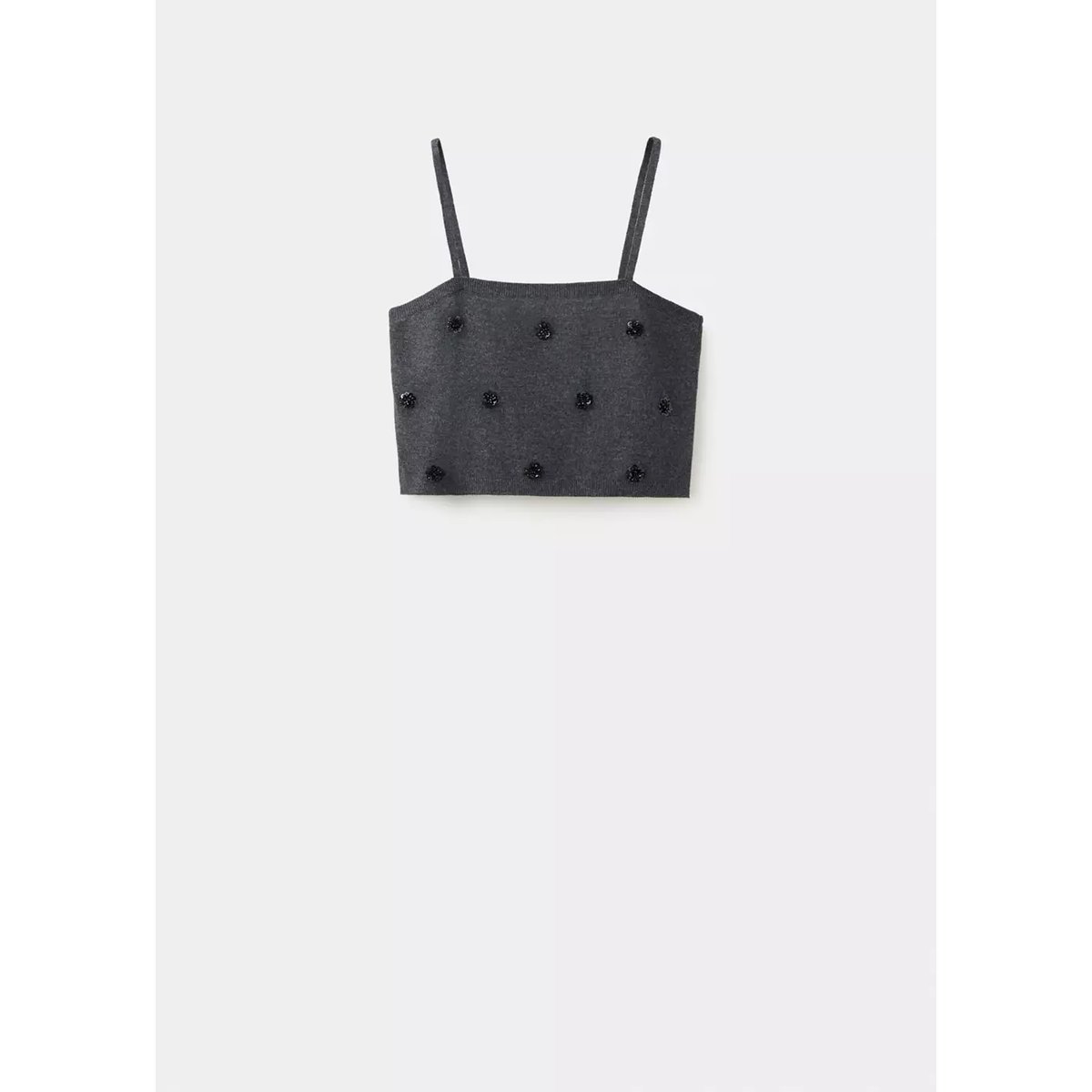 Top crop avec perles gris anthracite, MANGO
