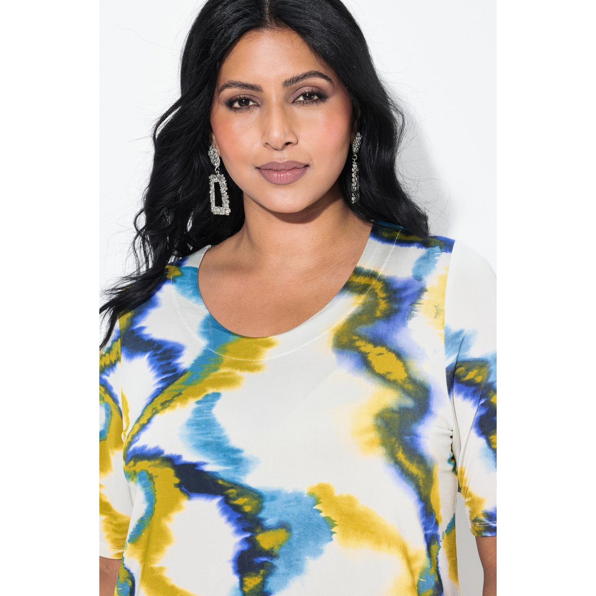 T-shirt au tombé fluide. Décolleté rond et blanc neige, ULLA POPKEN
