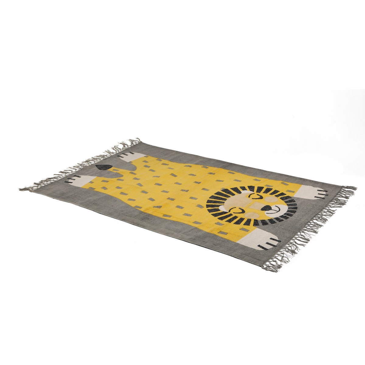 Tapis enfant lion BABA gris/safran, NATTIOT