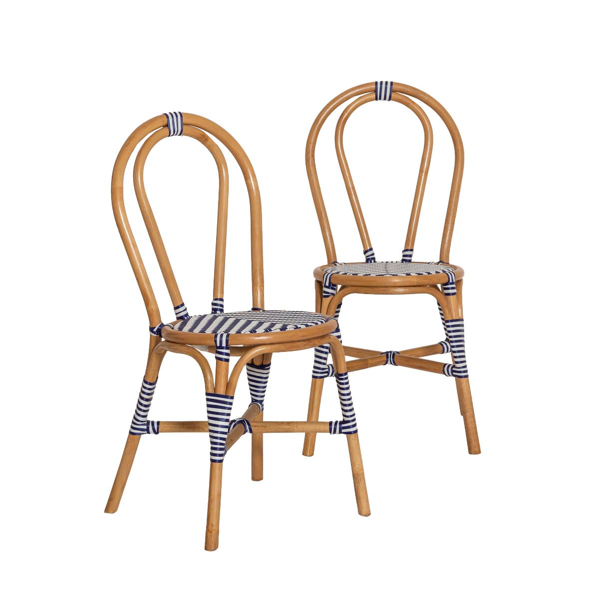 Lot de 2 chaises en rotin ELYNNE bleu, MADE IN MEUBLES 