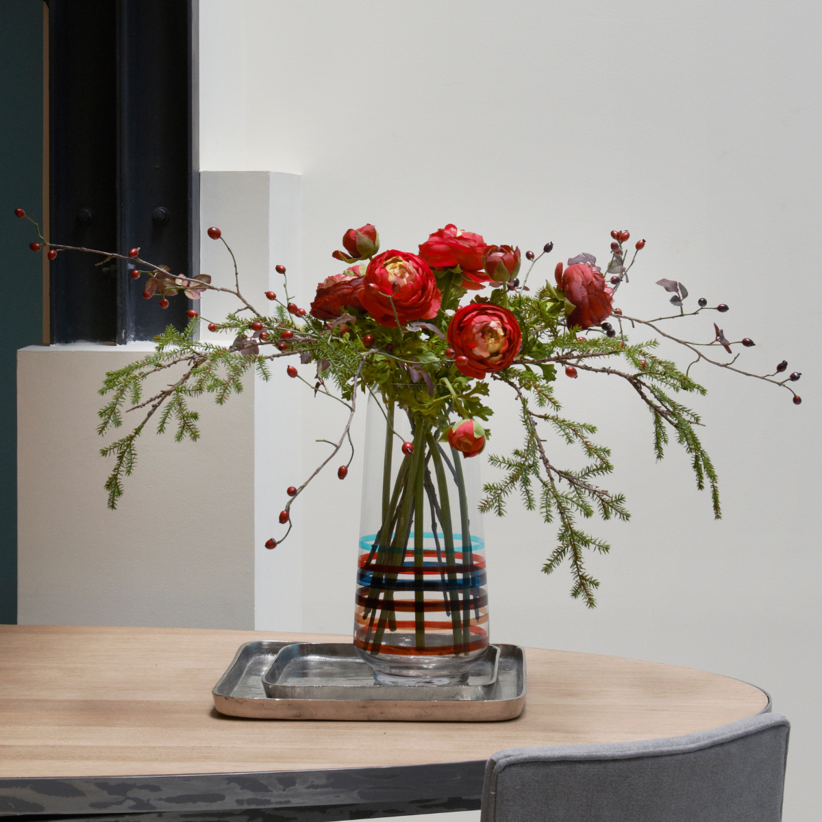 Tige de renoncule artificielle H56 rouge, SIA DECO