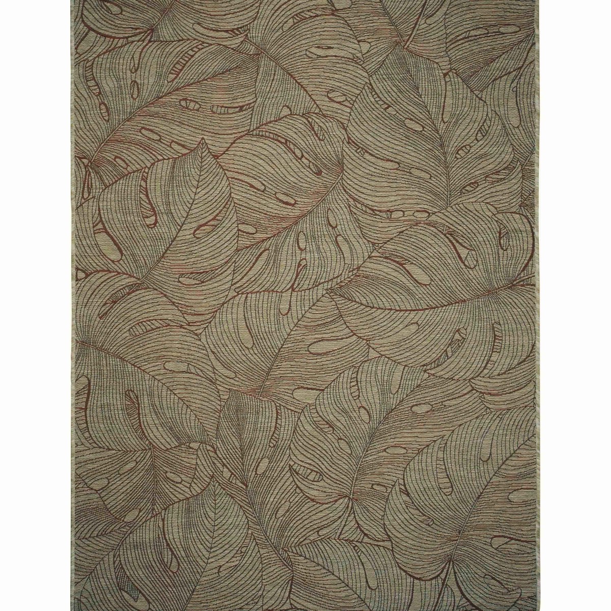 Tapis extérieur intérieur  bordeaux motif feuillage ORSA beige et bordeaux, THE DECO FACTORY