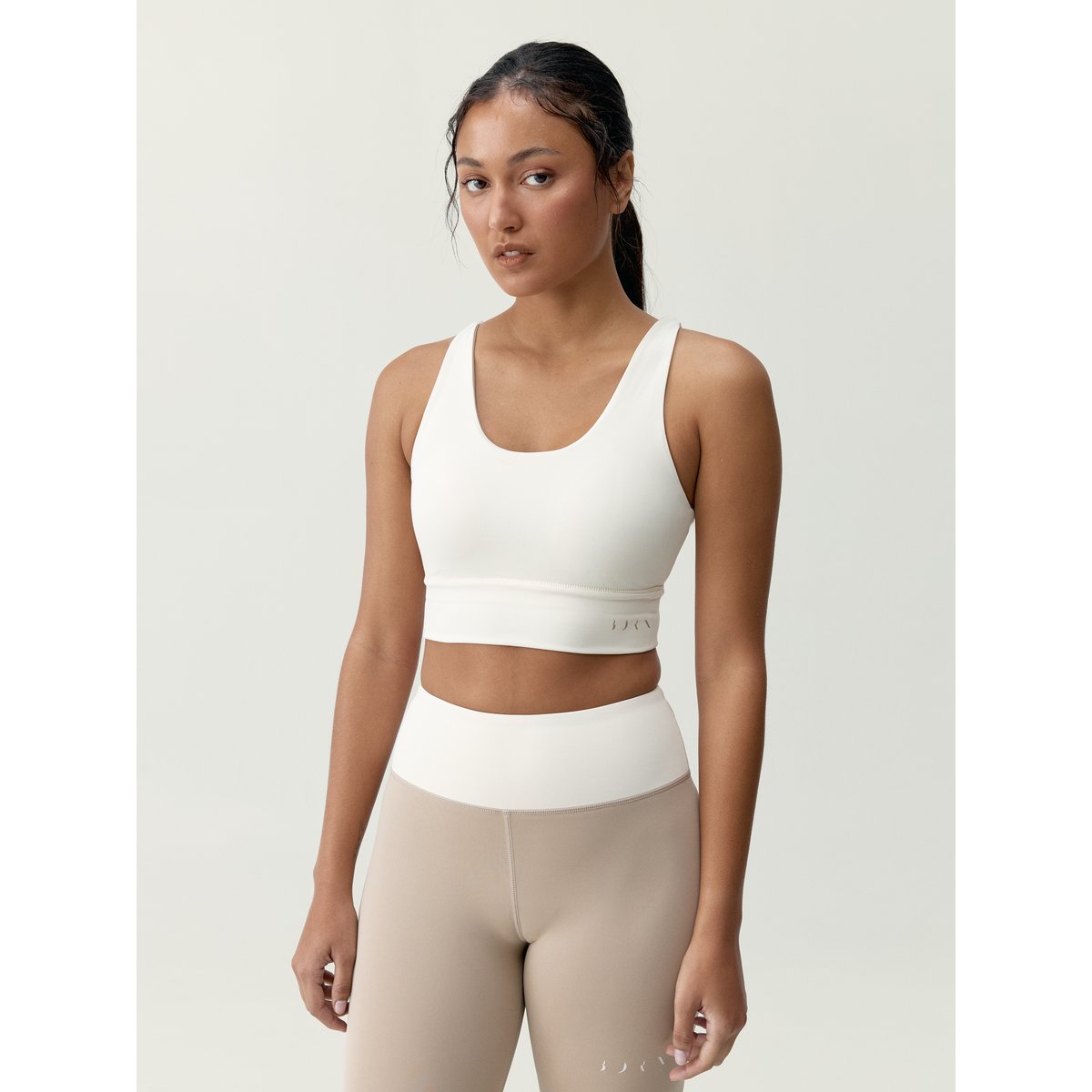 Brassière de sport femme Sutra Maintien moyen bretelles beige crème, BORN
