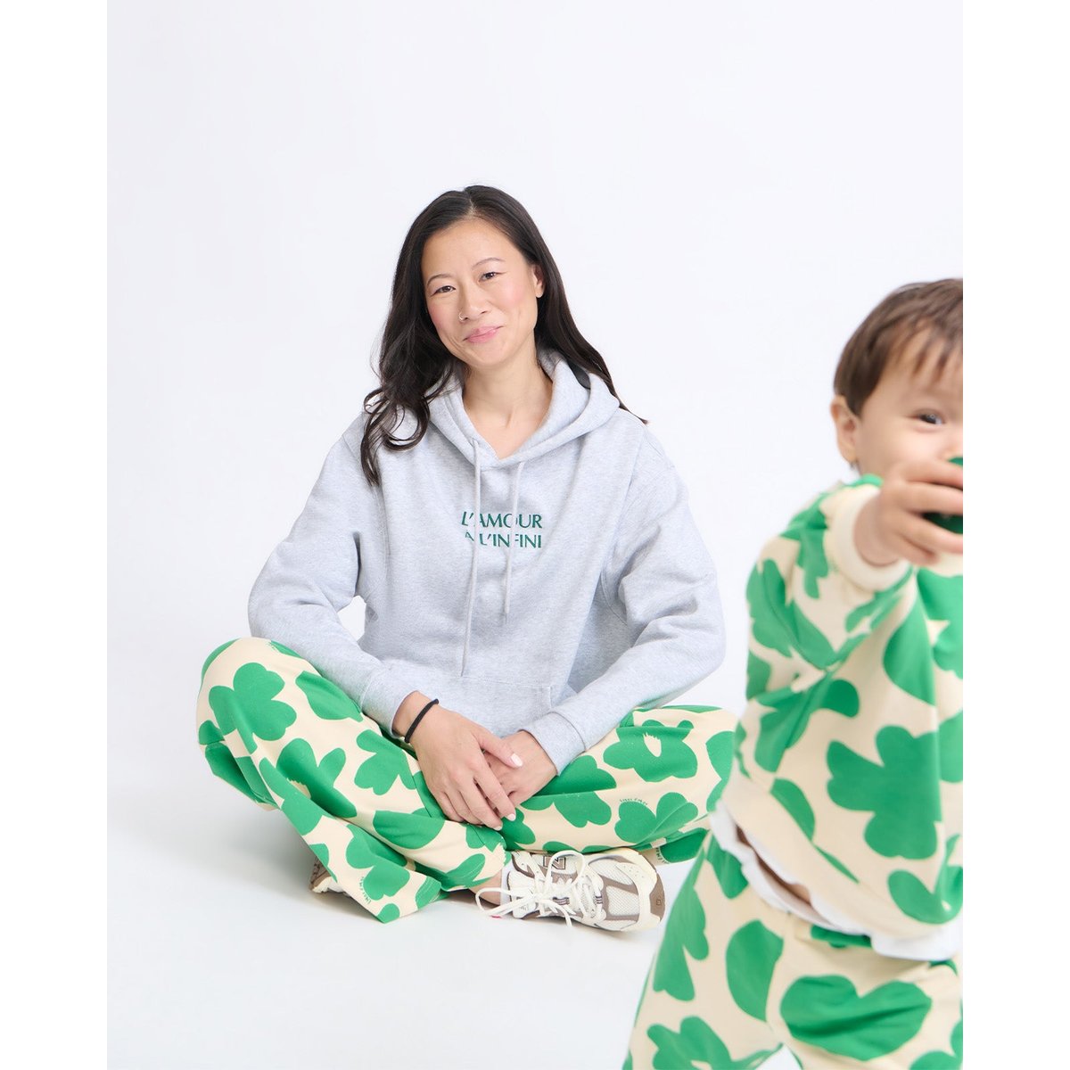 Sweat en coton bio maxi imprimé  - Lucky vert, EMOI EMOI