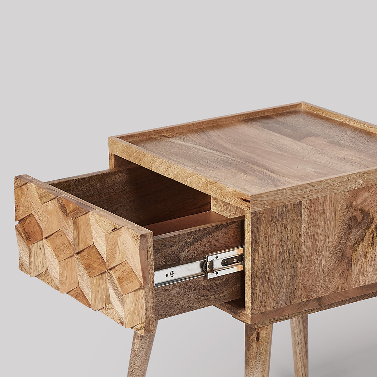 Terning Mango Wood 1 Drawer Bedside Table light wood, SWOON
