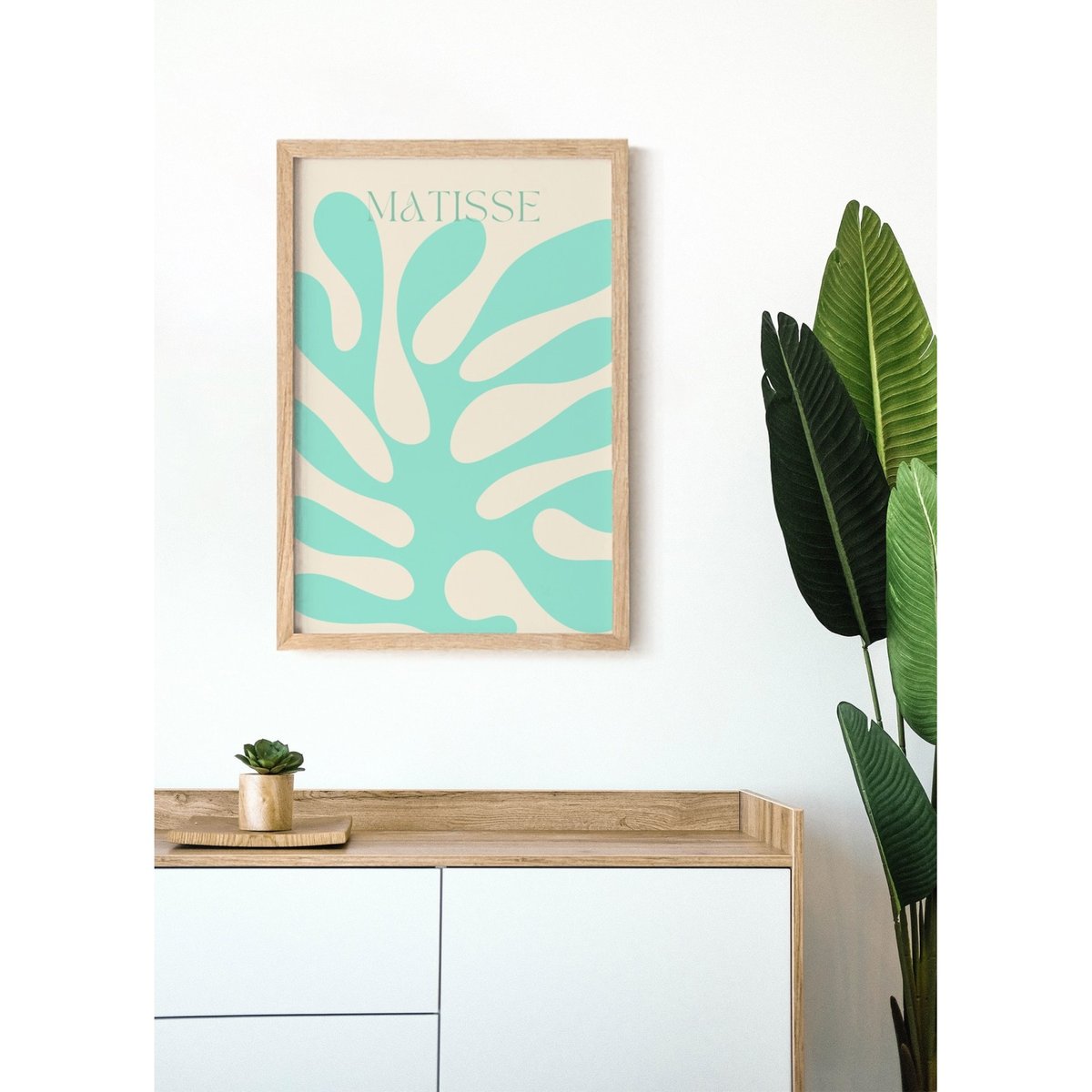 Affiche Matisse 'Feuillage Menthe' – Art abstrait organique blanc, L'AFFICHERIE