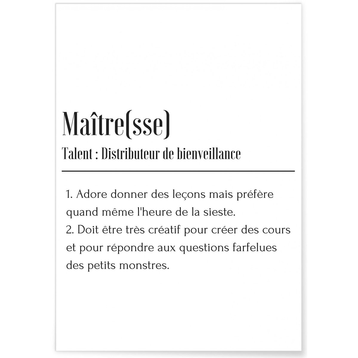 Affiche Définition Maître(sse) blanc, L'AFFICHERIE