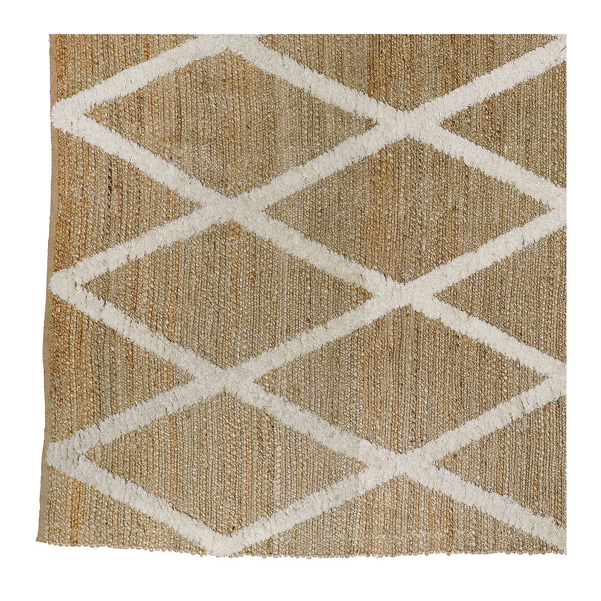 Tapis jute et laine naturelle 300x201 marron, BLANC D’IVOIRE