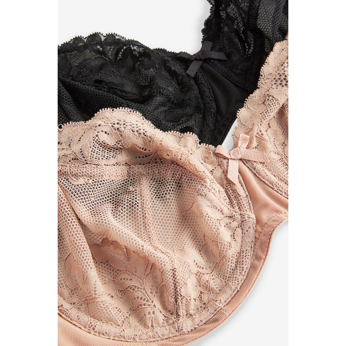 Soutien-gorge en dentelle, lot de 2 noir/praline nude, NEXT