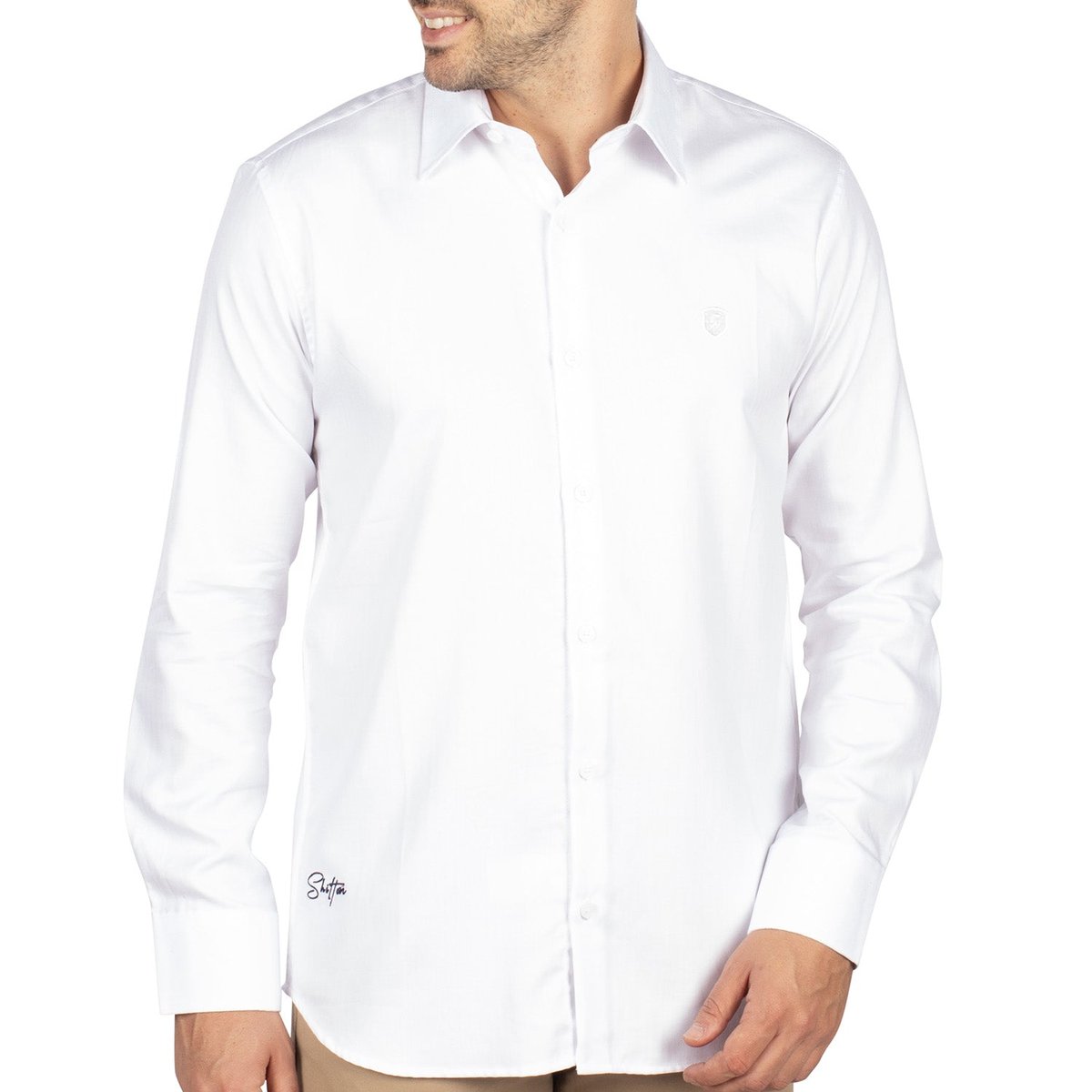 Chemise blason unie blanc, SHILTON
