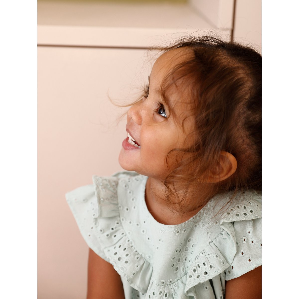 Blouse bébé broderie anglaise vert d'eau, VERTBAUDET