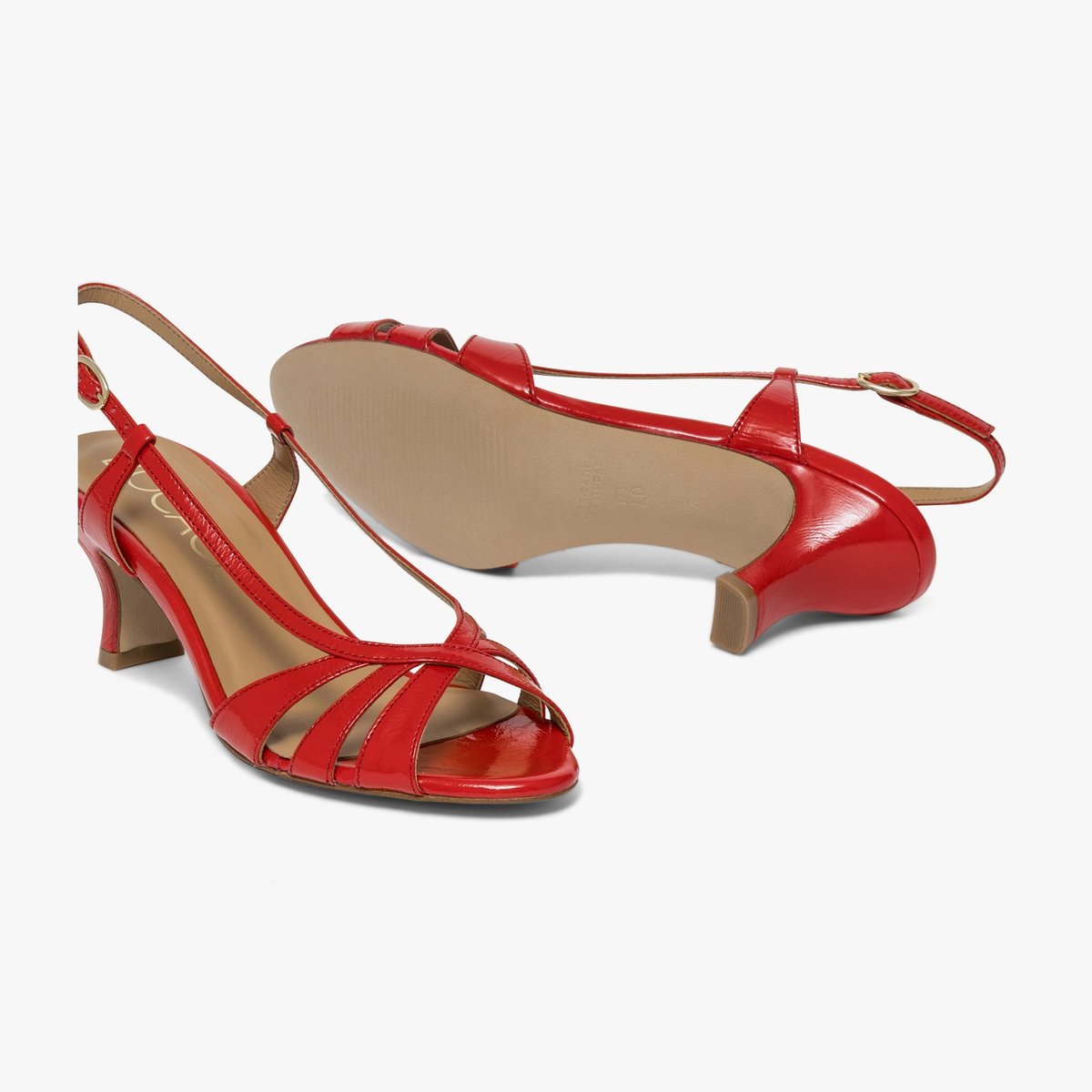 Sandale À Talon en cuir HERMIINE rouge coquelicot, BOCAGE