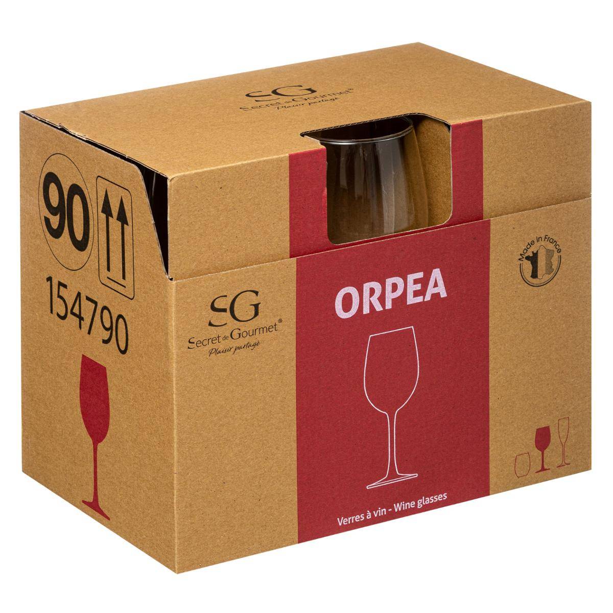 Lot de 6 verres à vin en verre 36 cl ORPEA transparent, SECRET DE GOURMET