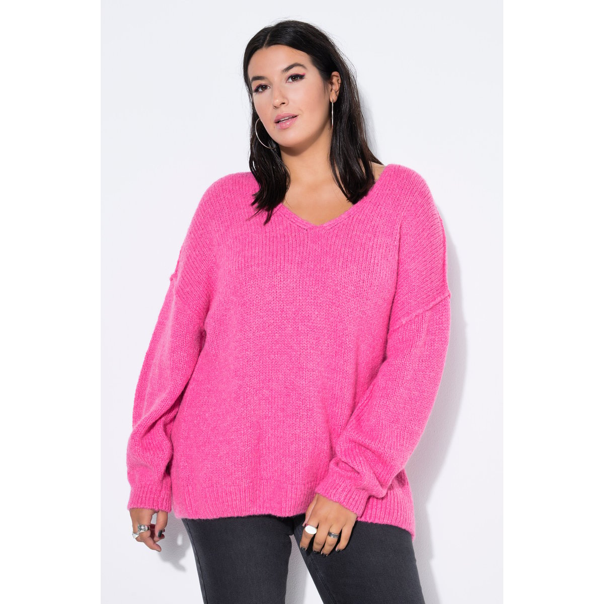 Pull oversized, col V rose vif, STUDIO UNTOLD