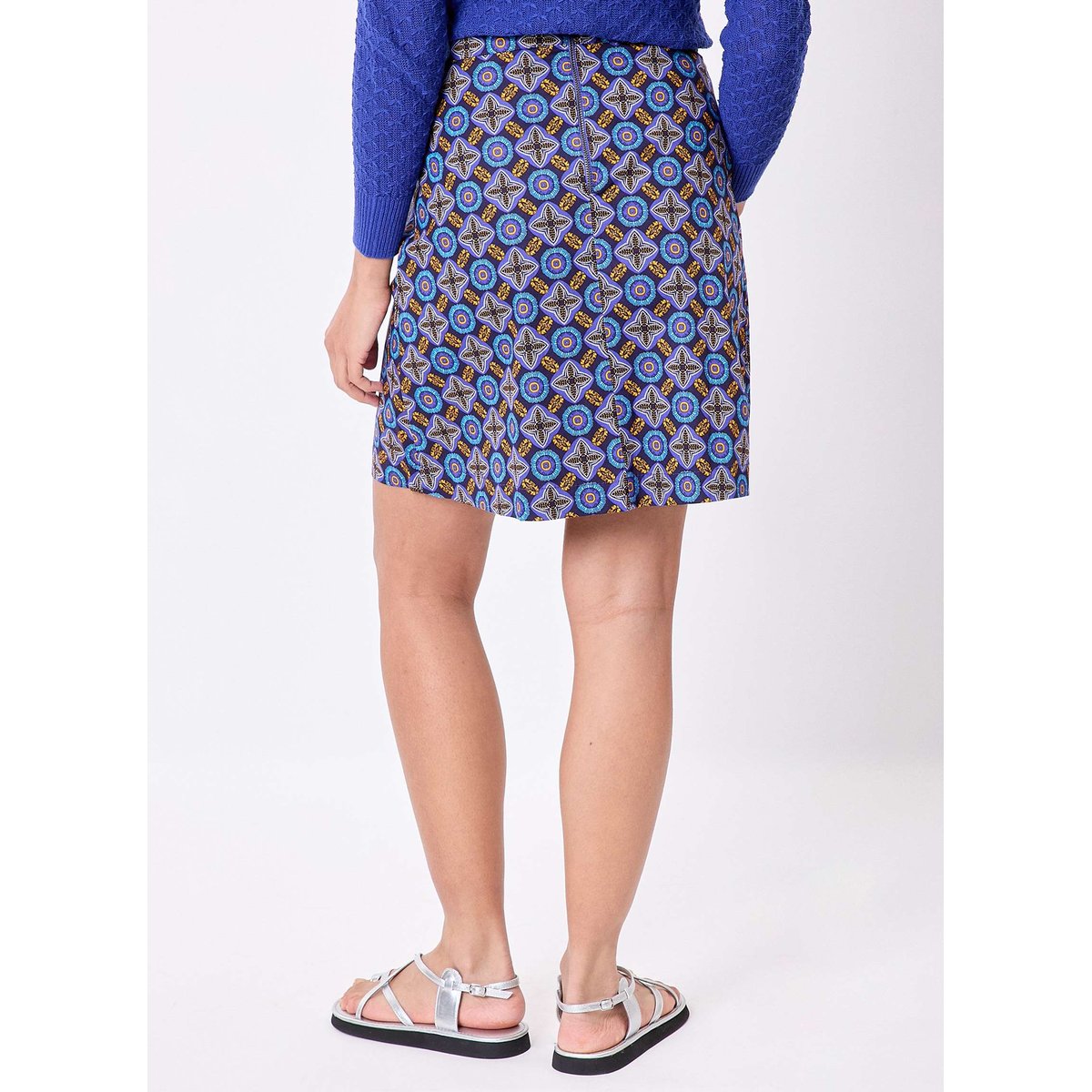 Jupe évasée en coton stretch NORA bleu nairobi, PRINCESSE NOMADE