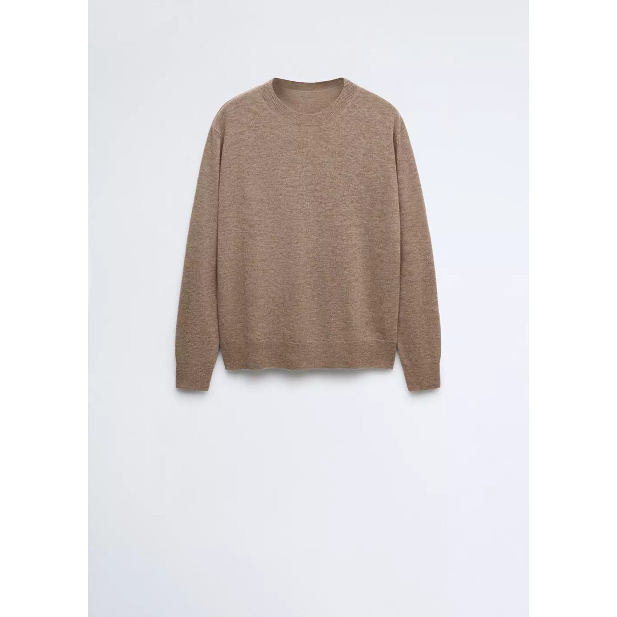 Pull-over 100 % laine col rond marron moyen, MANGO