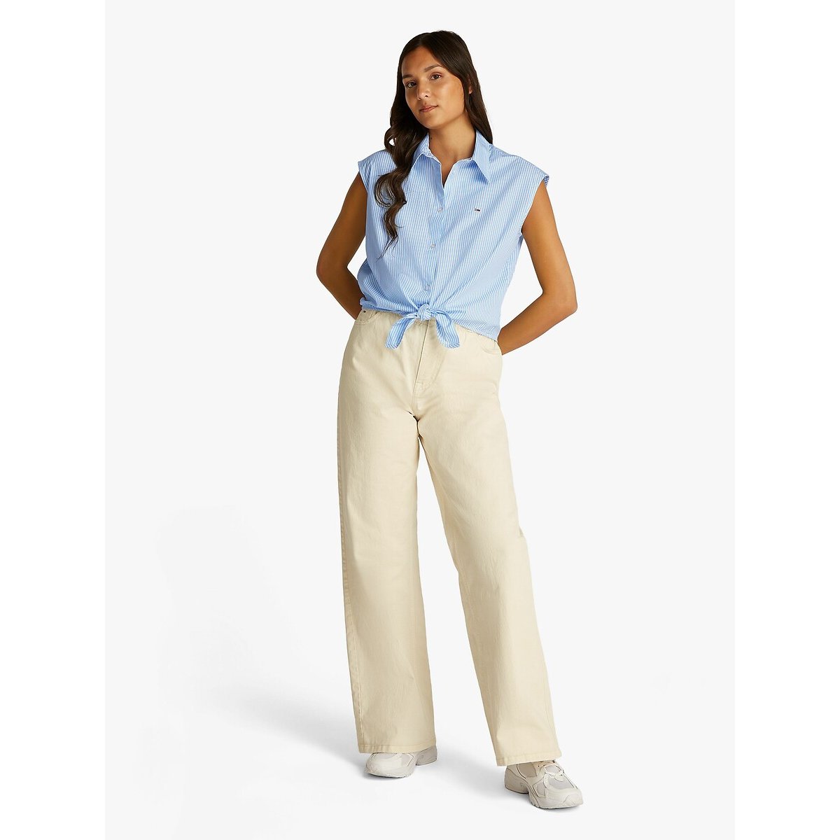 Chemisier crop sans manches bleu clair, TOMMY JEANS