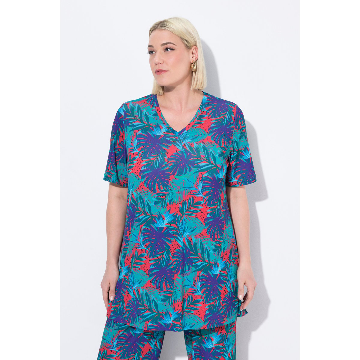T-shirt long. Imprimé palmiers. salsa, ULLA POPKEN