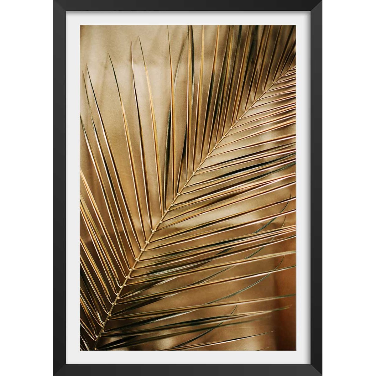 Affiche déco golden palm affiche + cadre en bois - noir, HEXOA
