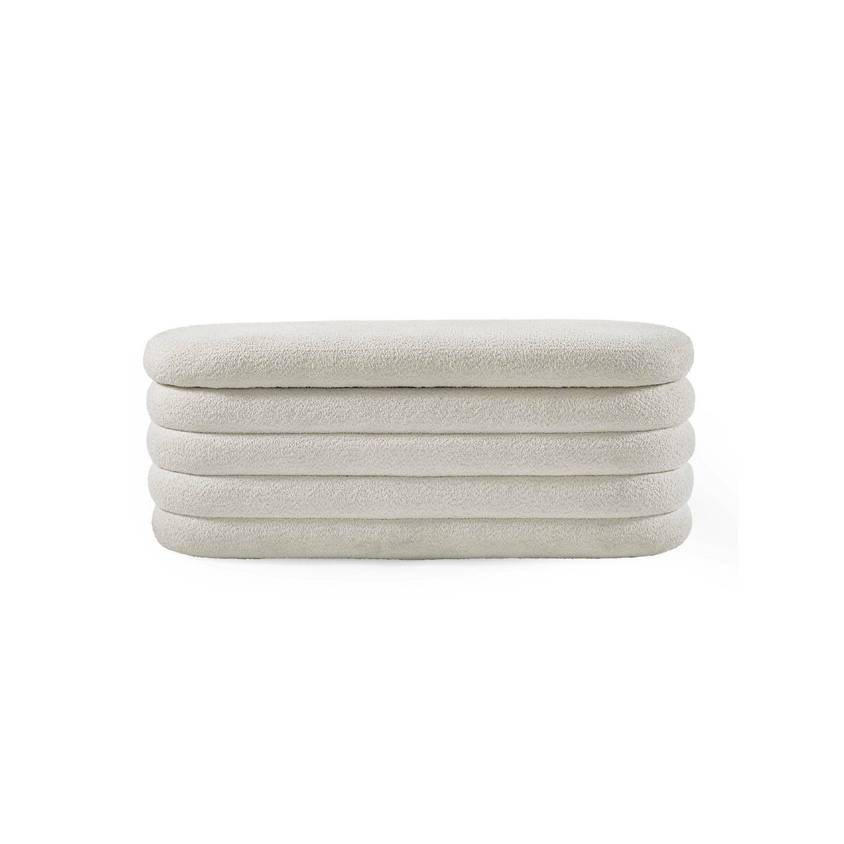 Celes Bouclé Curve Ottoman Storage Bench ivory, SO'HOME