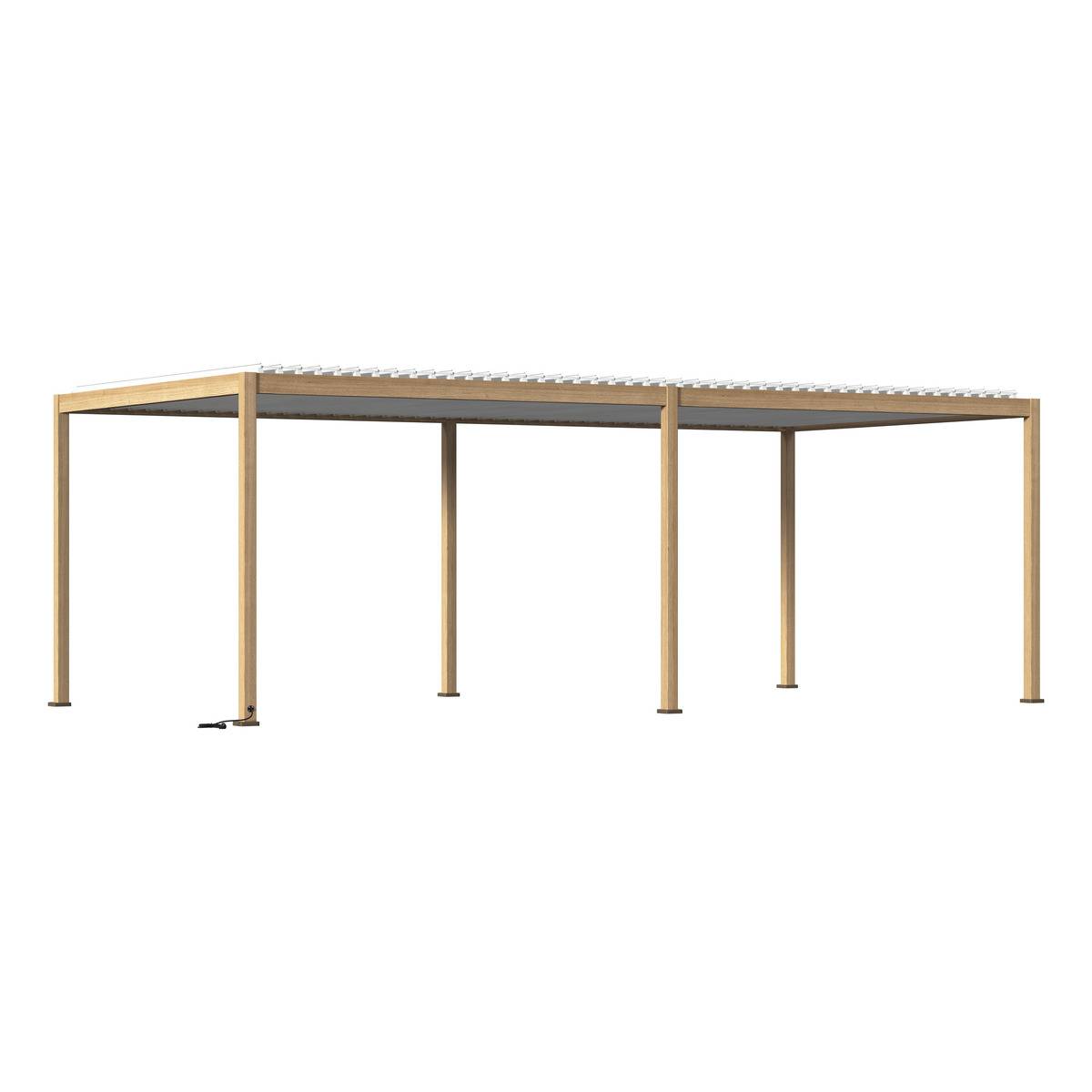 Pergola bioclimatique aluminium motorisée à LED 6x3m EVORA miel, HESPERIDE