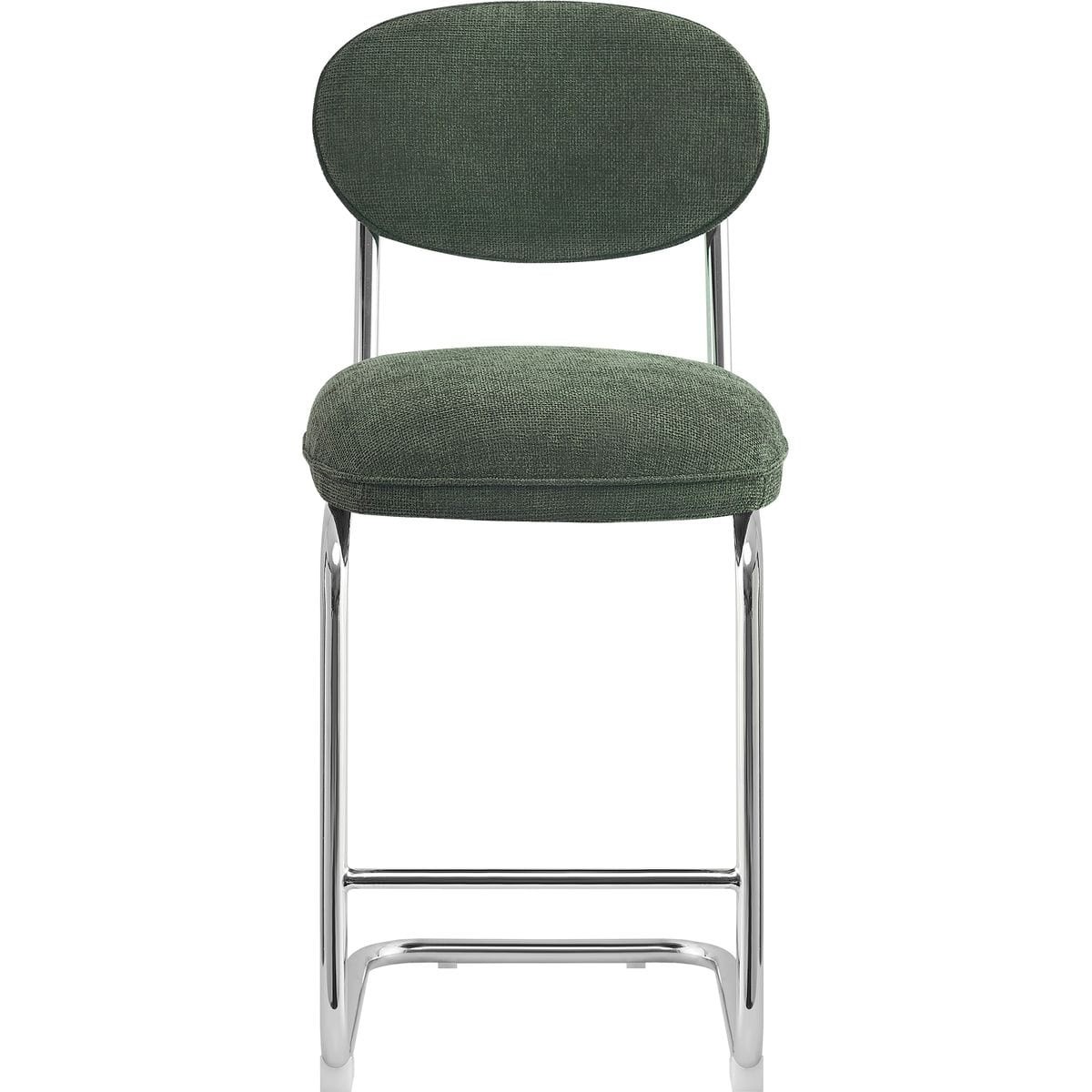 Lot de 2 tabourets de bar chromés en tissu chenille - LOU vert, HOMIFAB