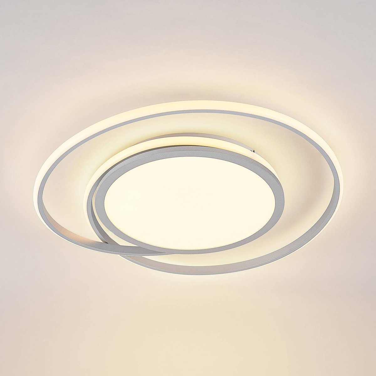 Plafonnier en métal moderneLED, Noud argent, LUCANDE