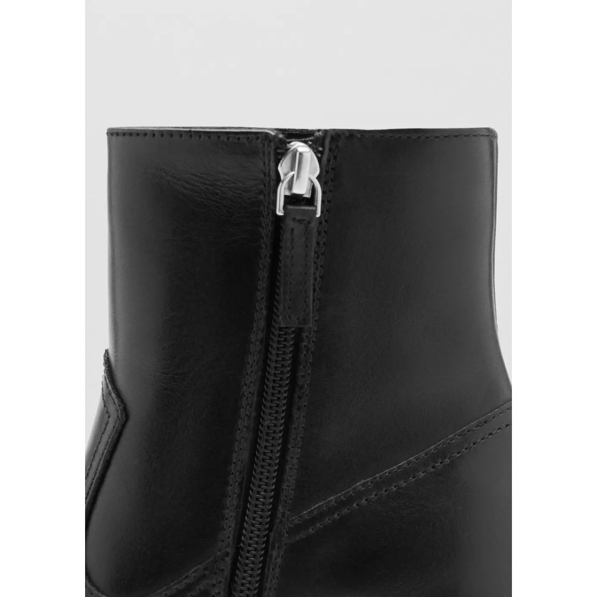 Bottines cuir talon pointu noir, MANGO