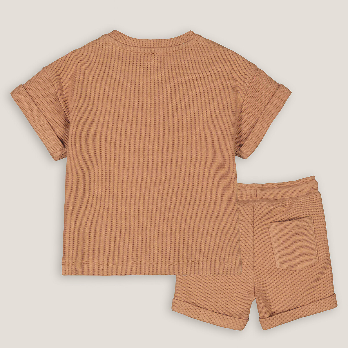 Ensemble t-shirt manches courtes et short camel, LA REDOUTE COLLECTIONS