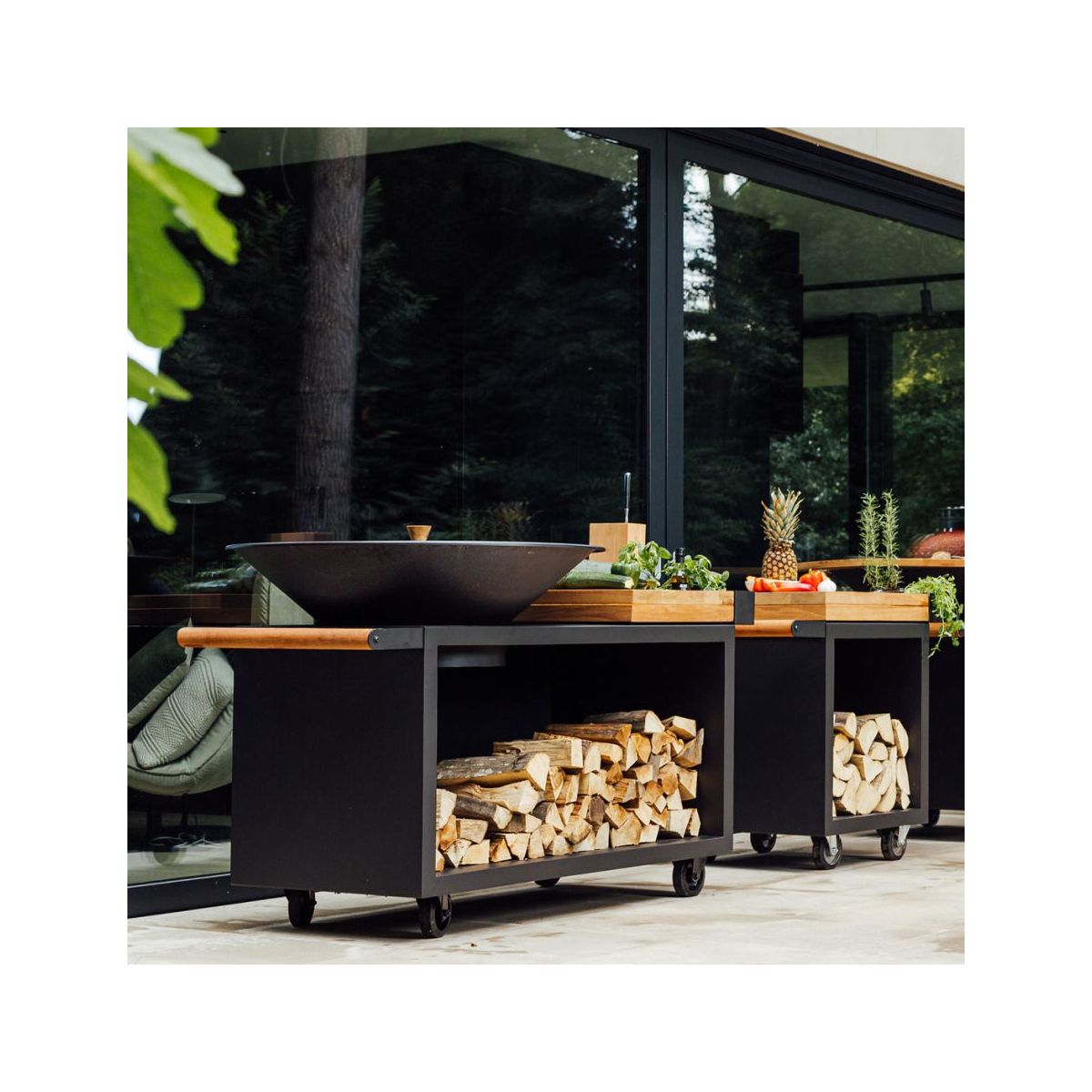 Brasero Island Black 100 Pro Teak Wood OI4B100W couleur unique, OFYR