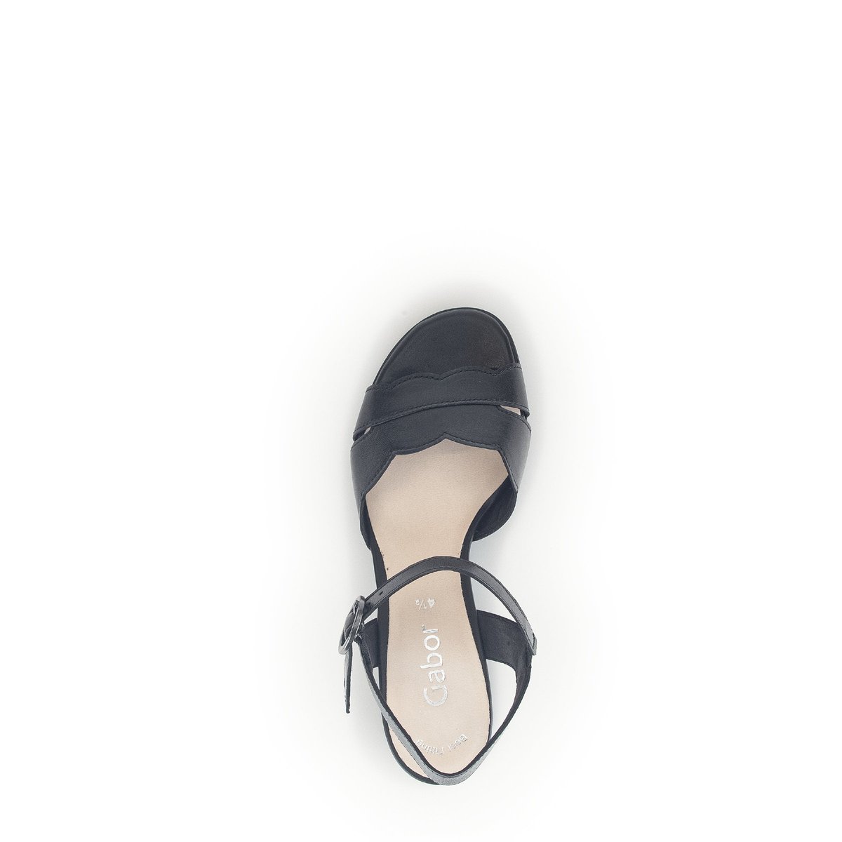 Sandales en cuir à talon décroché block noir, GABOR