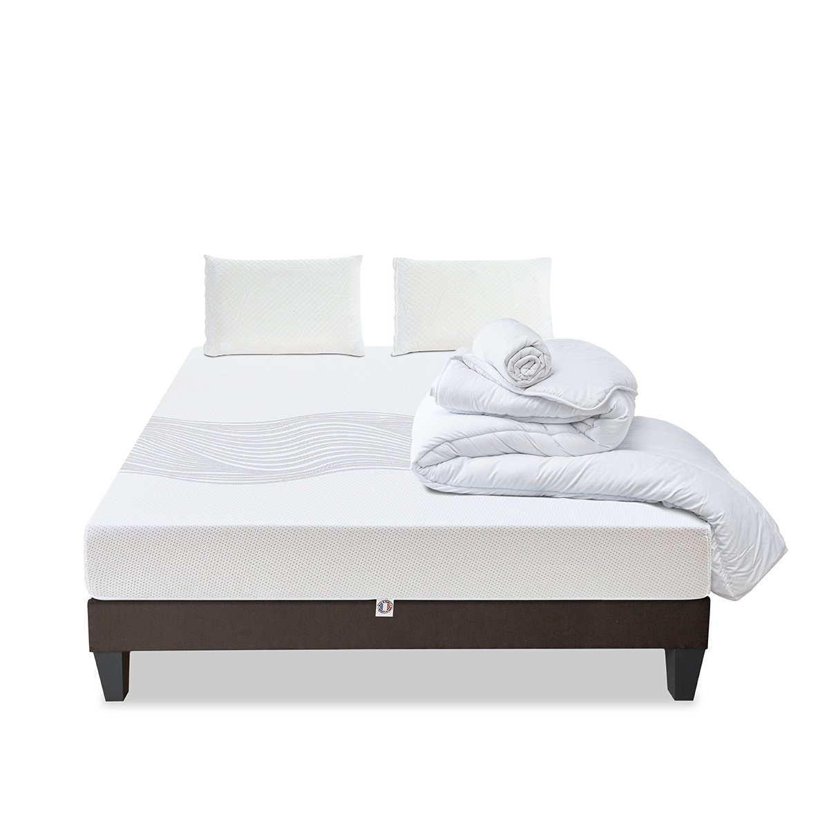 Pack Prêt à dormir Sensitive 180x200 cm Matelas Mousse + Sommier + Accessoires blanc, OLYMPE LITERIE