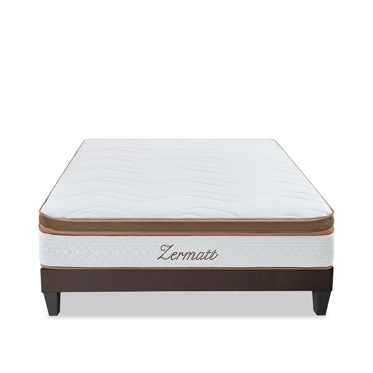 Ensemble Zermatt 180x200 cm Matelas Mousse + Sommier Bois blanc, BELLECOUR