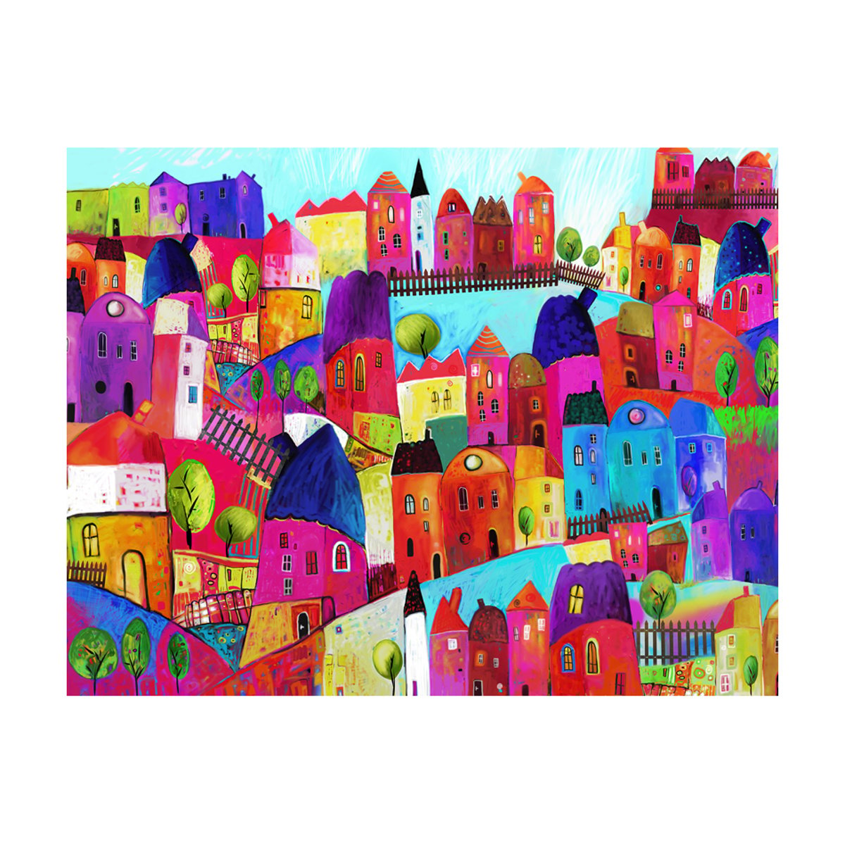 Papier peint intissé panoramique Pour enfants Rainbow-hued town multicouleur, EDEN
