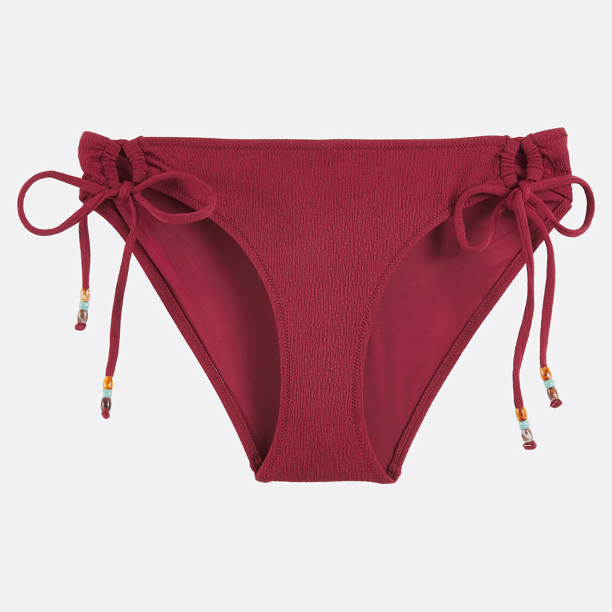 Bas de maillot de bain à nouettes, en matière texturée prune, LA REDOUTE COLLECTIONS