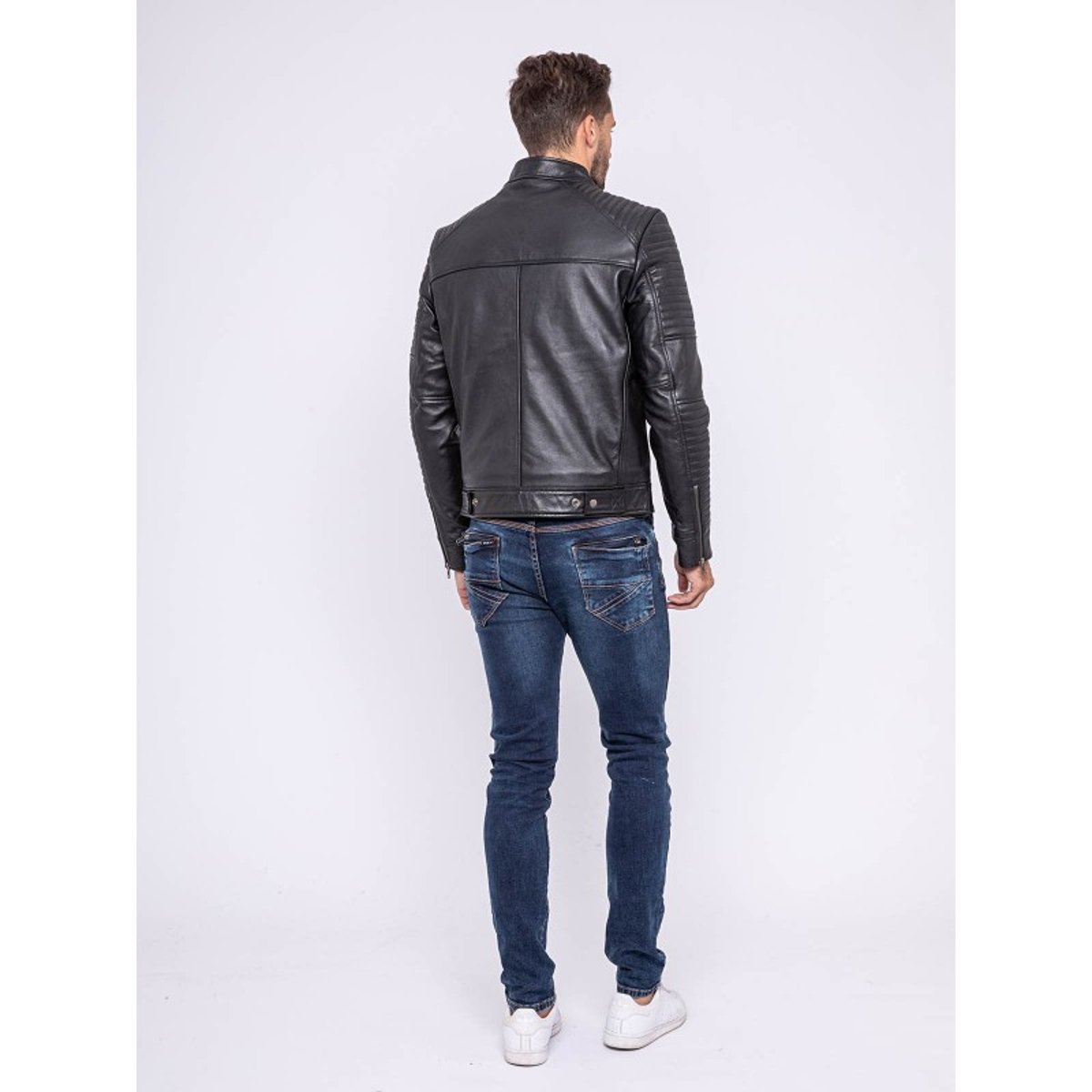 Blouson Cuir Motard Bikero noir, RITCHIE