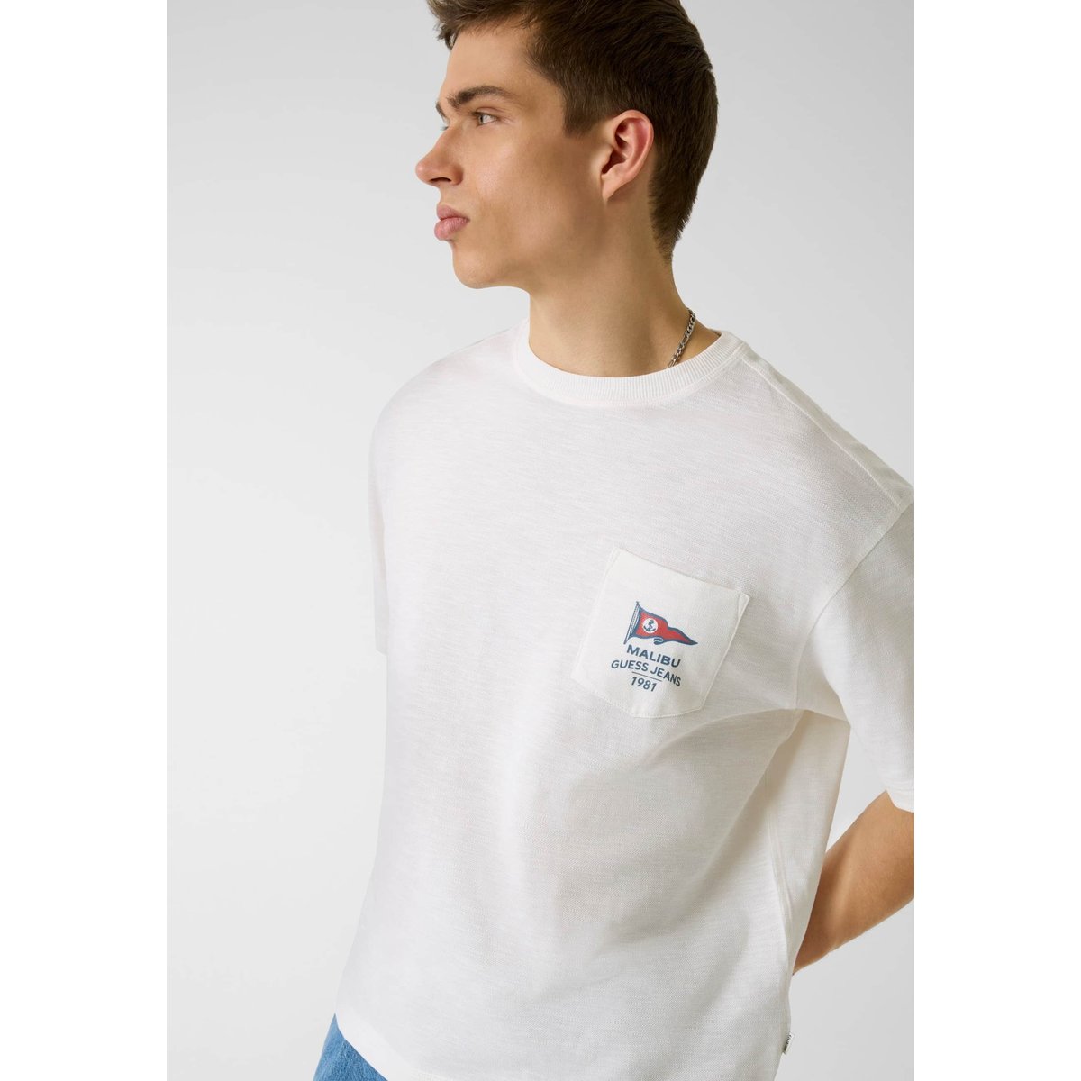 T-Shirt Cropped Boxy blanc, GUESS JEANS
