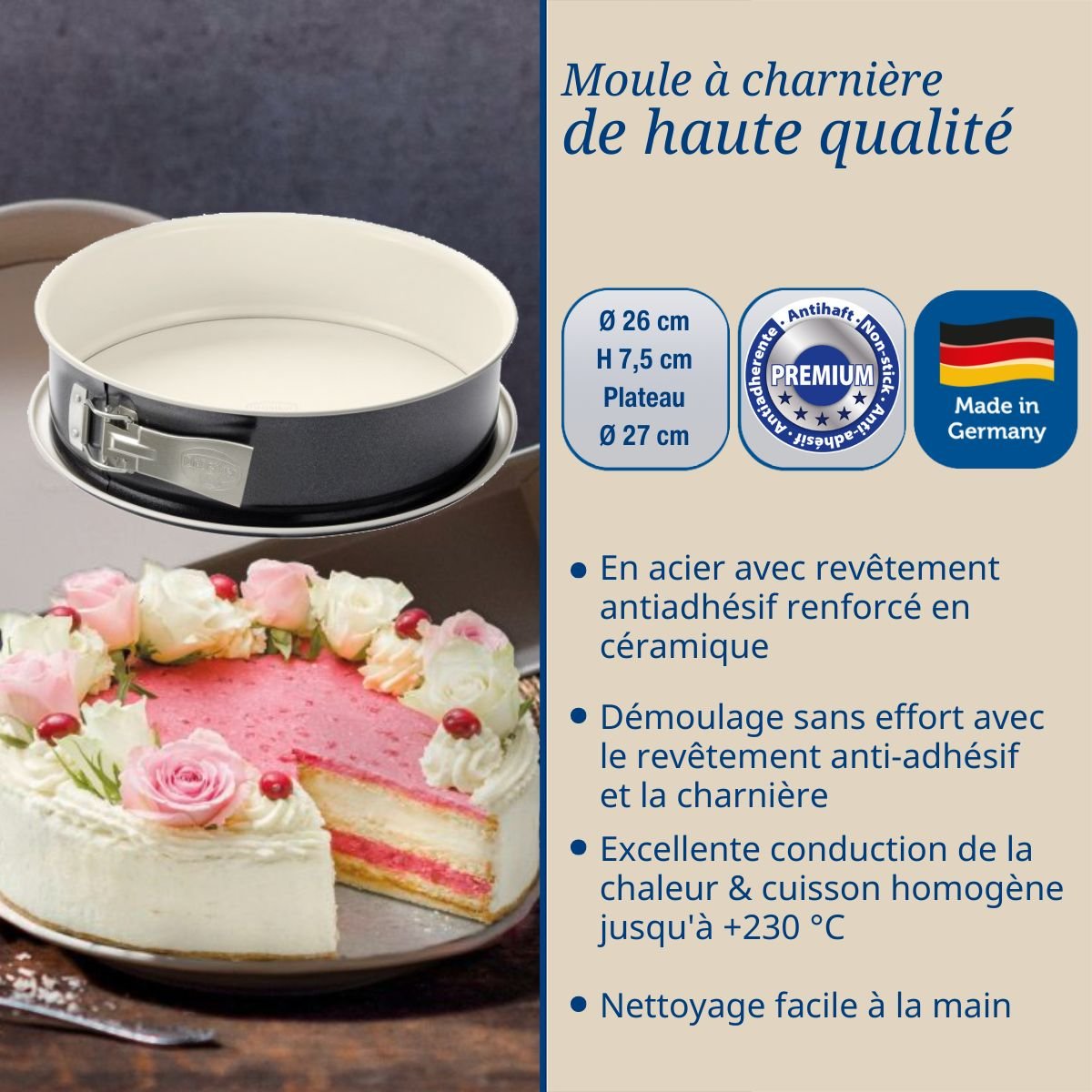 Ensemble de 2 Moules à manqué à charnière 26 cm BACK-TREND blanc, DR OETKER