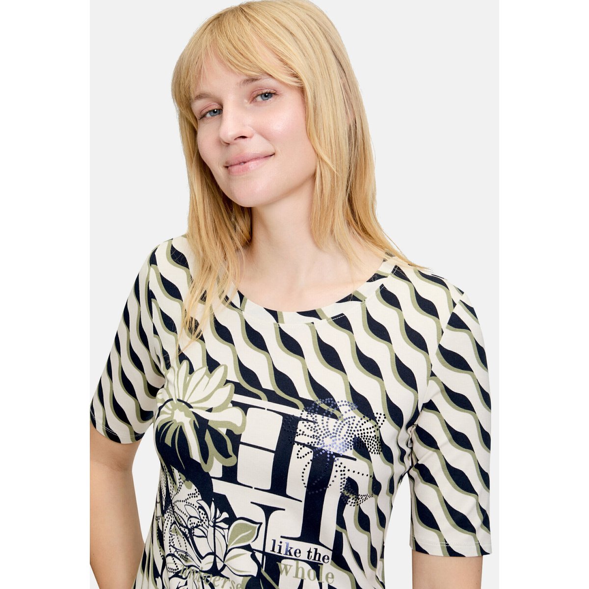 T-shirt basique à imprimé beige/dark blue, BETTY BARCLAY