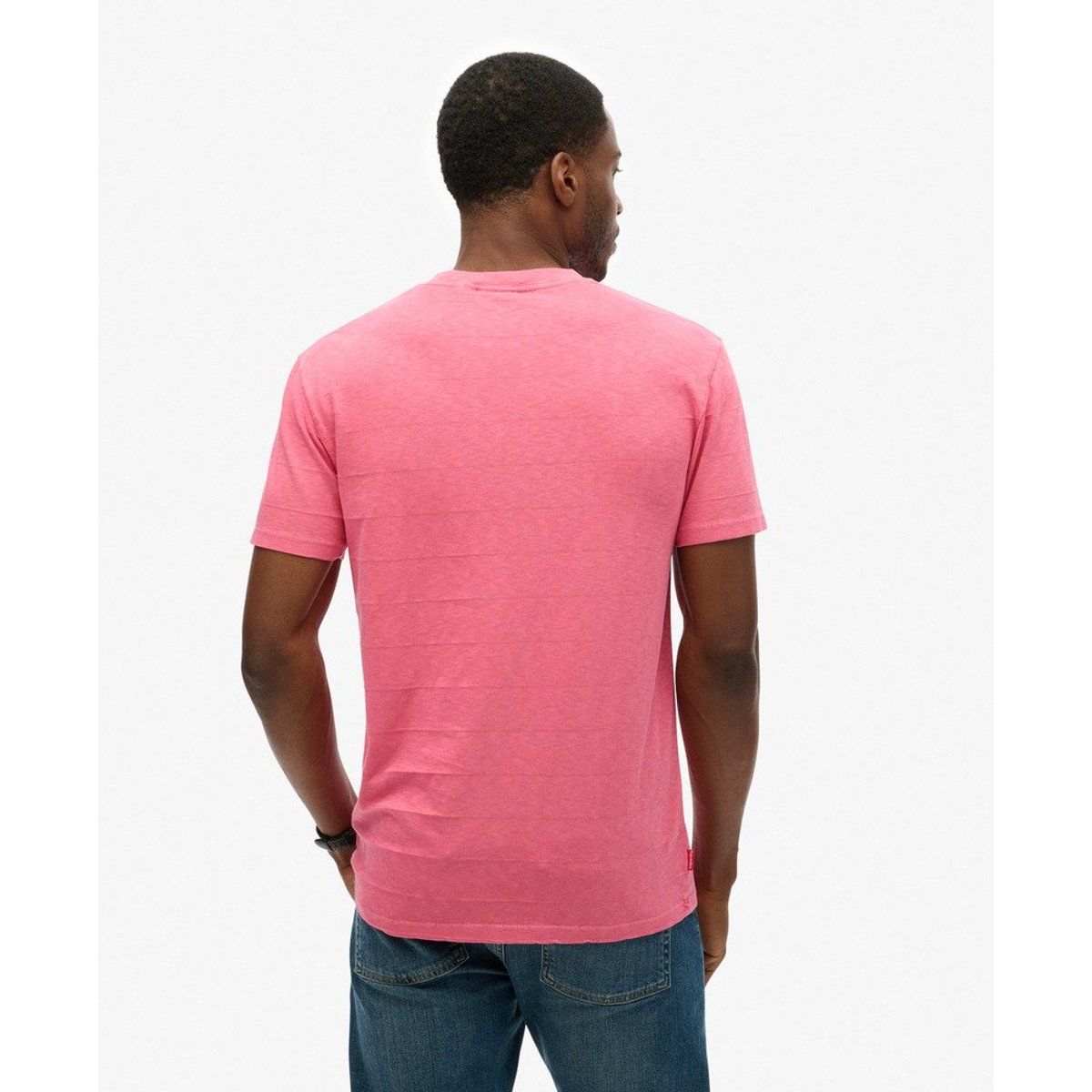 T-shirt Vintage texturé en coton bio rose désert, SUPERDRY