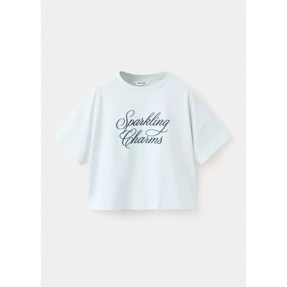 T-shirt coton détail imprimé bleu ciel, MANGO KIDS