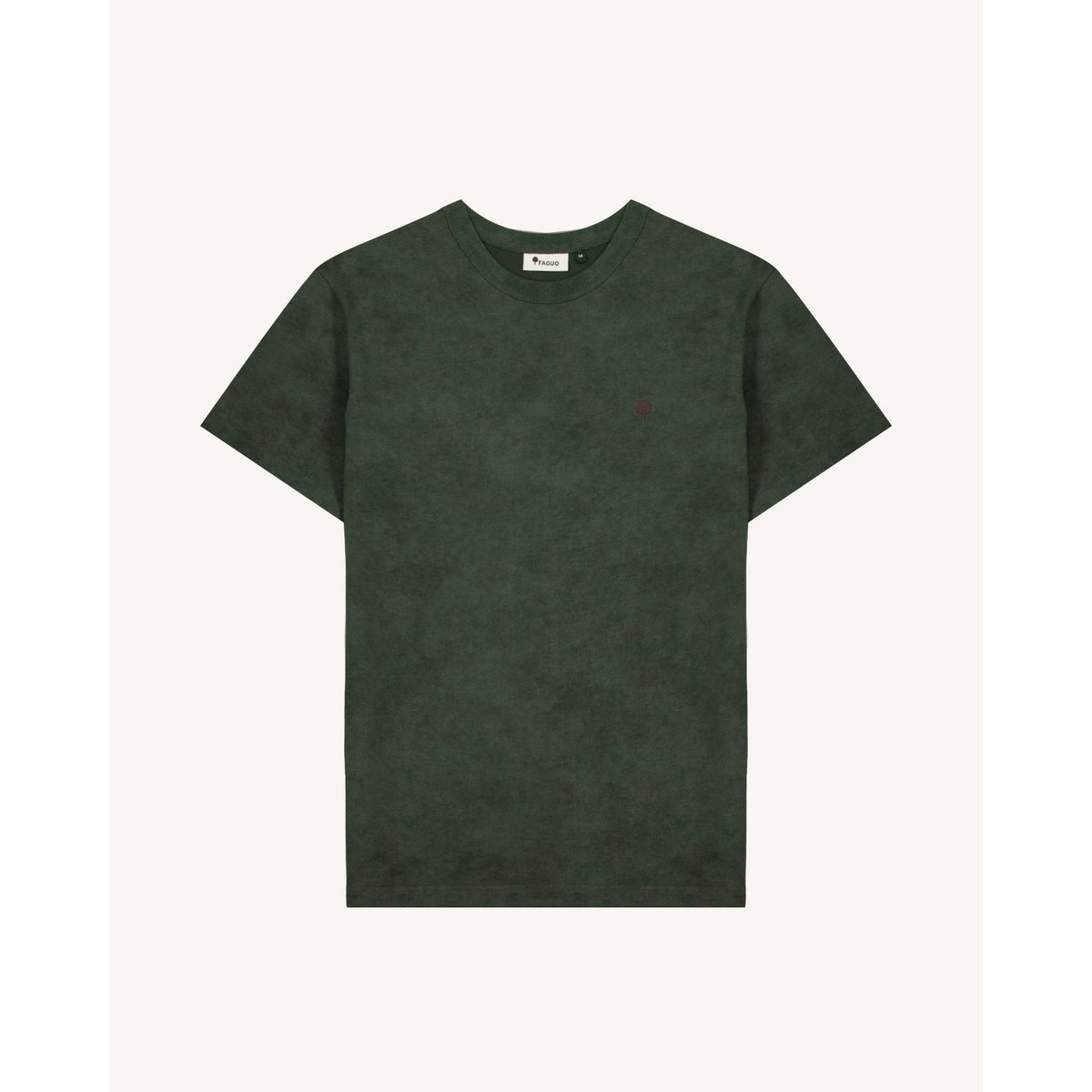 T-shirt en maille vert foncé chiné, FAGUO