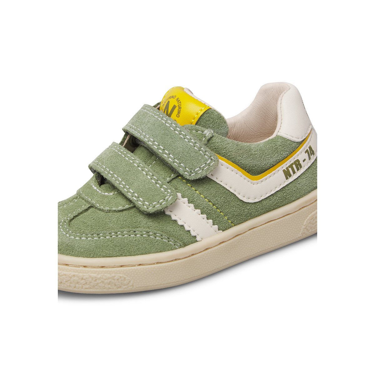 Baskets en cuir et en daim MARVES LOW VL. vert-jaune, NATURINO