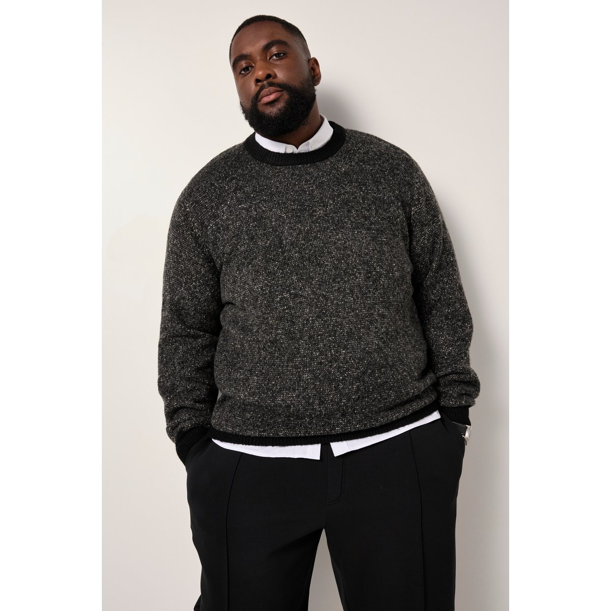 Pull, maille TwoTone noir, STHUGE