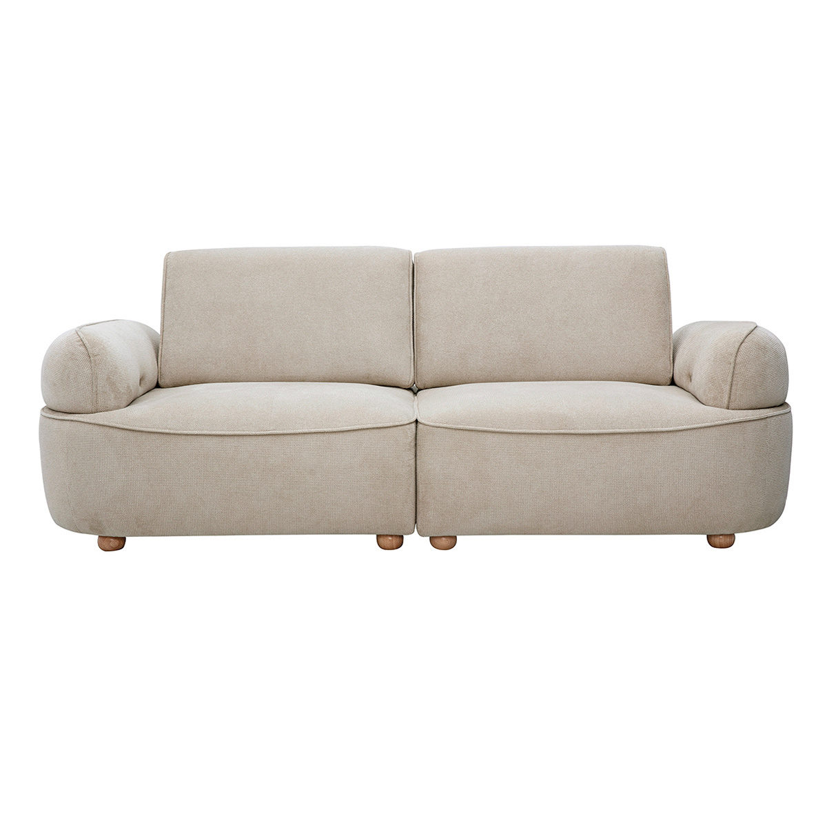 Canapé 3 places avance-recule électrique en tissu velours côtelé vert kaki et bois foncé OTIS beige, MILIBOO