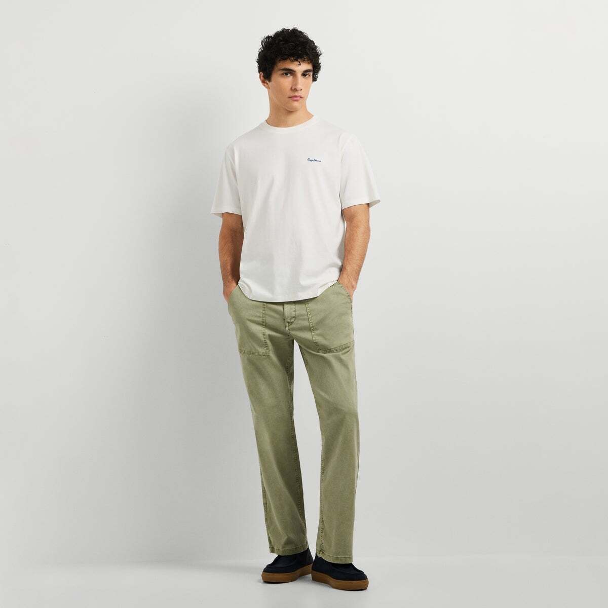 T-Shirt Coupe Regular Avec Logo Brodé blanc cassé, PEPE JEANS