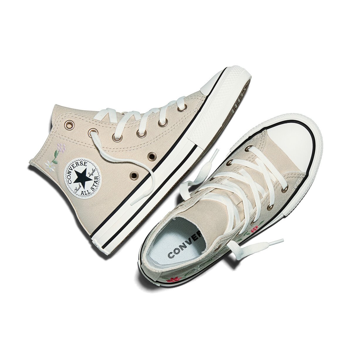 Baskets CHUCK TAYLOR ALL STAR EMBROIDERED FLOWERS classic ecru/vintage white, CONVERSE