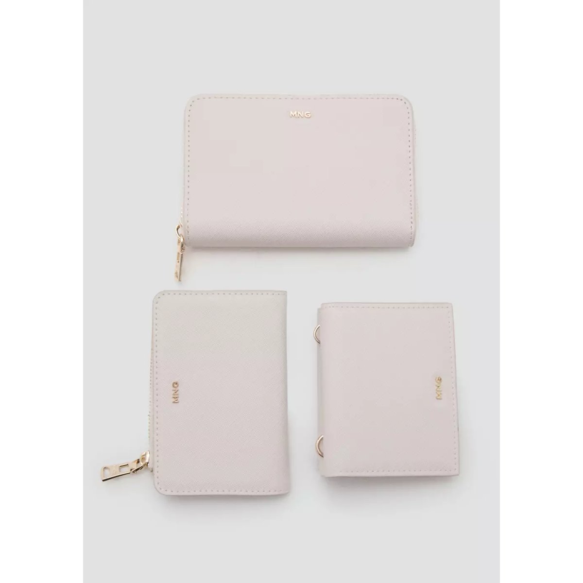 Portefeuille moyen effet saffiano gris glacé, MANGO